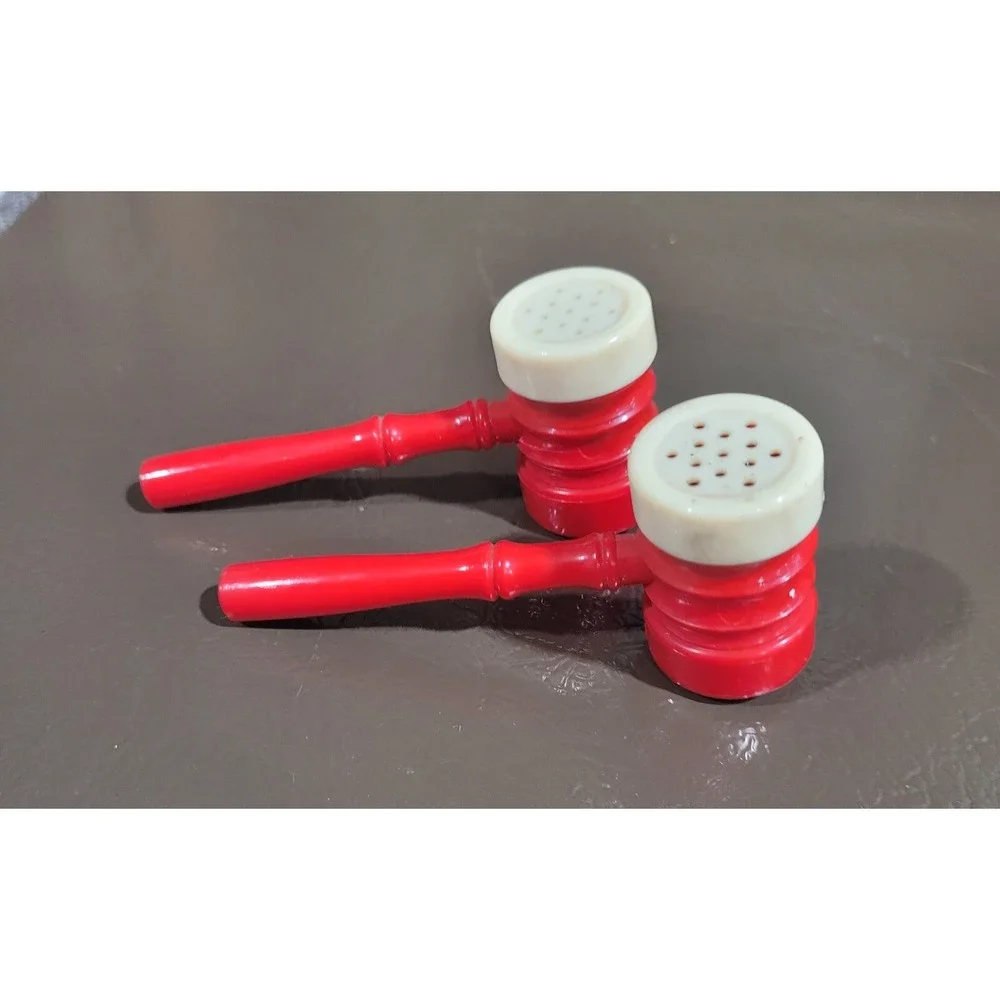 Vintage Gavel Salt Pepper Shakers Judges Court Mallet Red Plastic 3.5